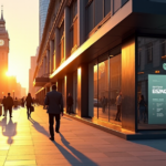 "Revolutionizing Travel Bookings: How Cryptocurrency is Improving the Industry" "A sleek modern storefront with a digital screen displaying a cryptocurrency-based booking system, surrounded by a bustling cityscape at sunset."