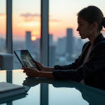 "Master Crypto Fundamentals: Unlock a Smarter Future in Blockchain Education" "A young adult sits on a minimalist couch in a high-tech study room, focused on a tablet displaying blockchain network diagrams, with a cryptocurrency wallet nearby."