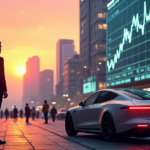 "Unlocking Crypto Adoption: Top Industries Embracing Digital Assets for a Smarter Future" "A futuristic financial district at sunset, showcasing a cryptocurrency exchange skyscraper, bustling streets, and a young professional admiring a digital screen displaying rising cryptocurrency prices."