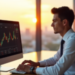 "Safely Navigating Initial Coin Offerings (ICOs): A Beginner's Guide to Participating in Cryptocurrency Investments" "A young adult in business attire sits confidently at a desk, focused on a cryptocurrency exchange platform, conveying determination and calculated risk-taking."